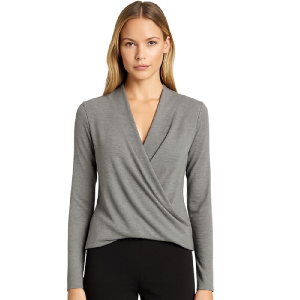 Banana Republic Mock Wrap Blouse in Heather Gray EUC Size Small